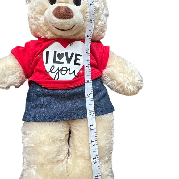 Build-A-Bear Plush Teddy Bear "I Love You" Shirt Denim Skirt BAB - Picture 2 of 14
